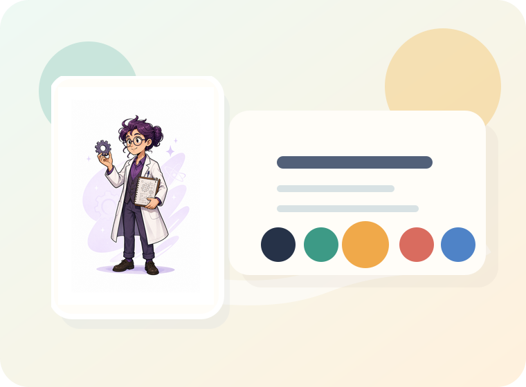 Illustrated quiz card with five response choices